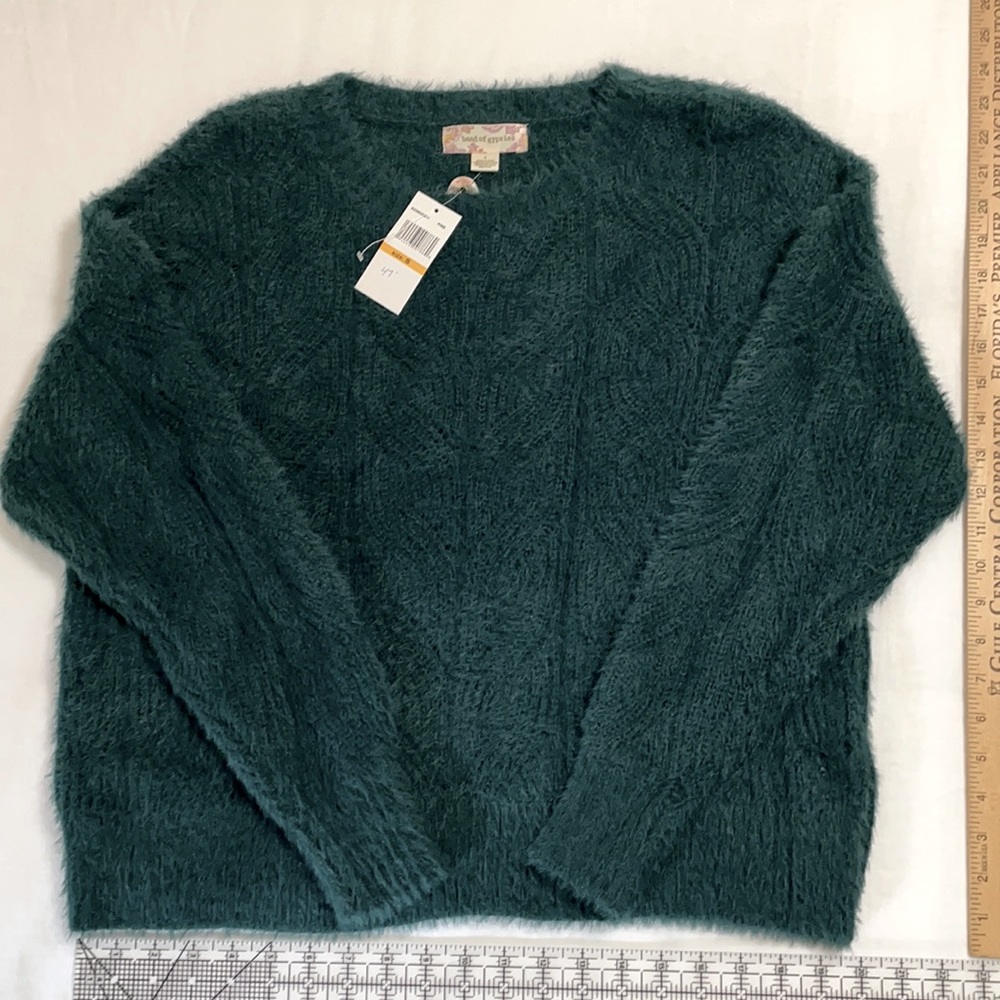 Band of Gypsies Forest Green Plush Crew Neck Sweater